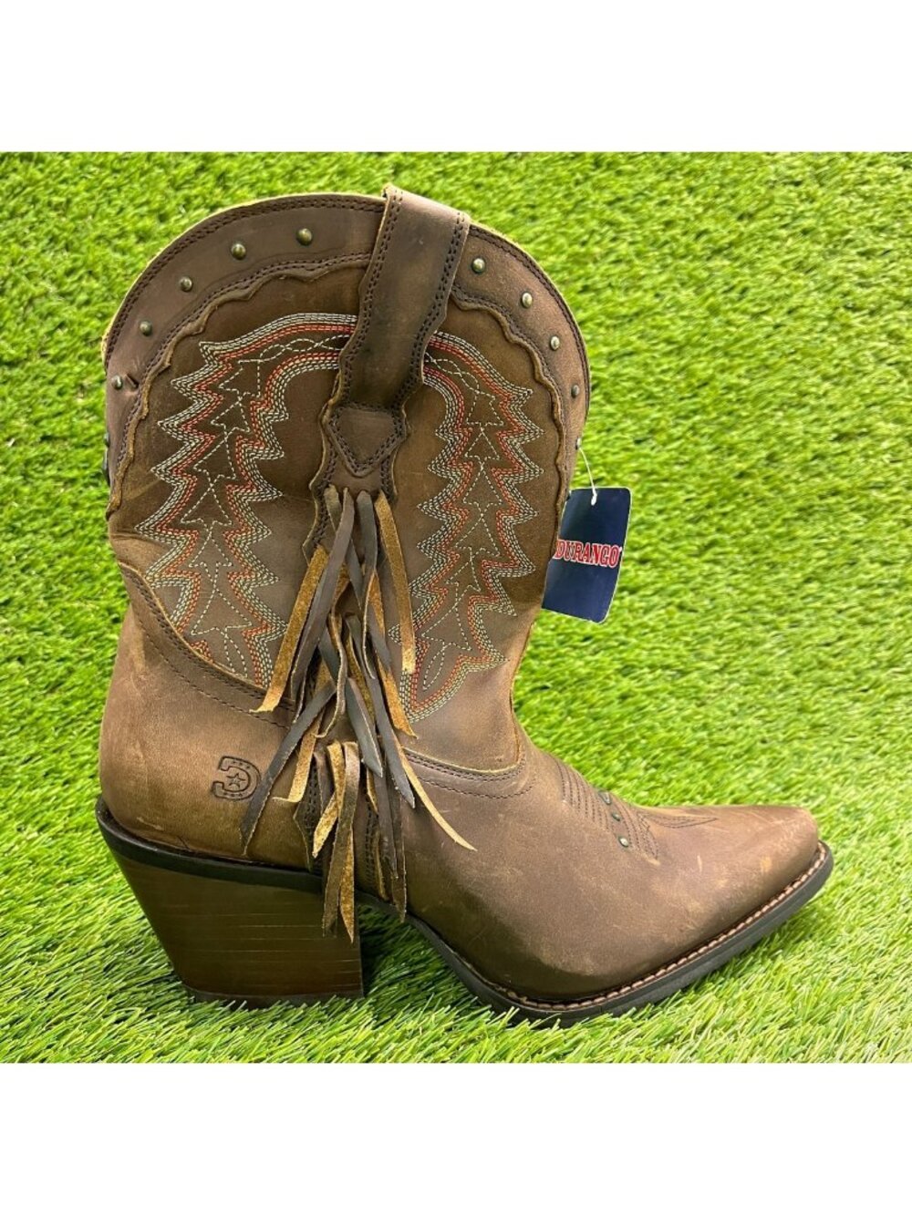 Durango Crush Womens Size 9 Brown Cowgirl Western Snip Toe Zip Fashion Boots